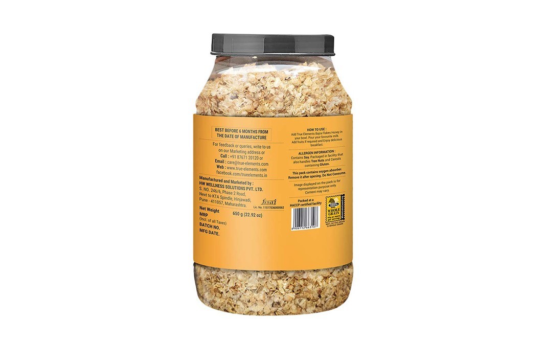 True Elements Bajra Flakes with Honey    Plastic Jar  650 grams